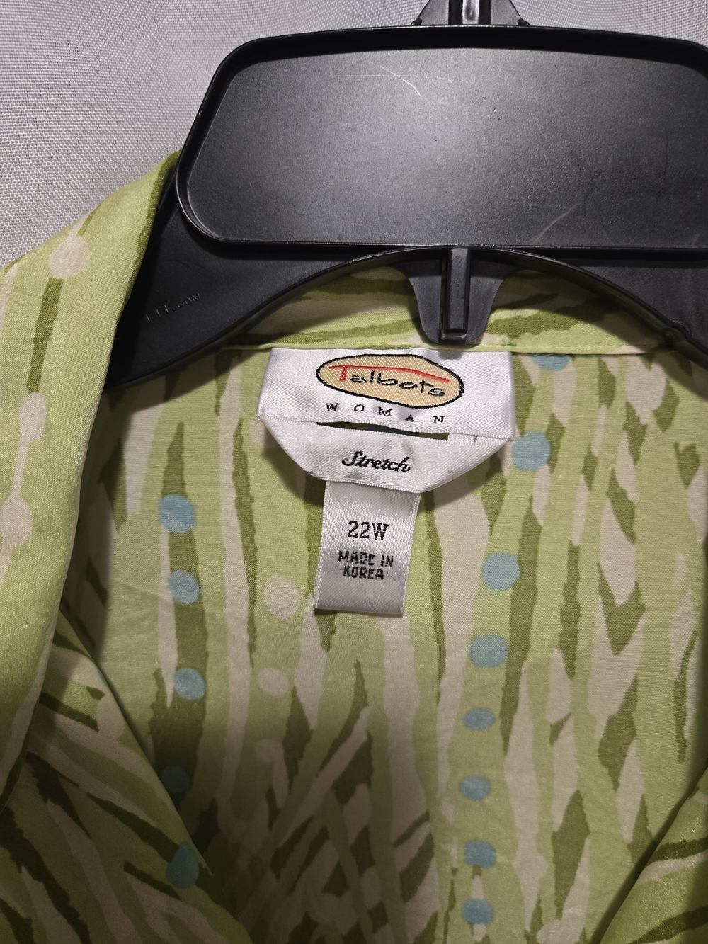 Talbots Lime Green Patterned Button-Down Shirt with Blue Accents - Picture 2 of 3
